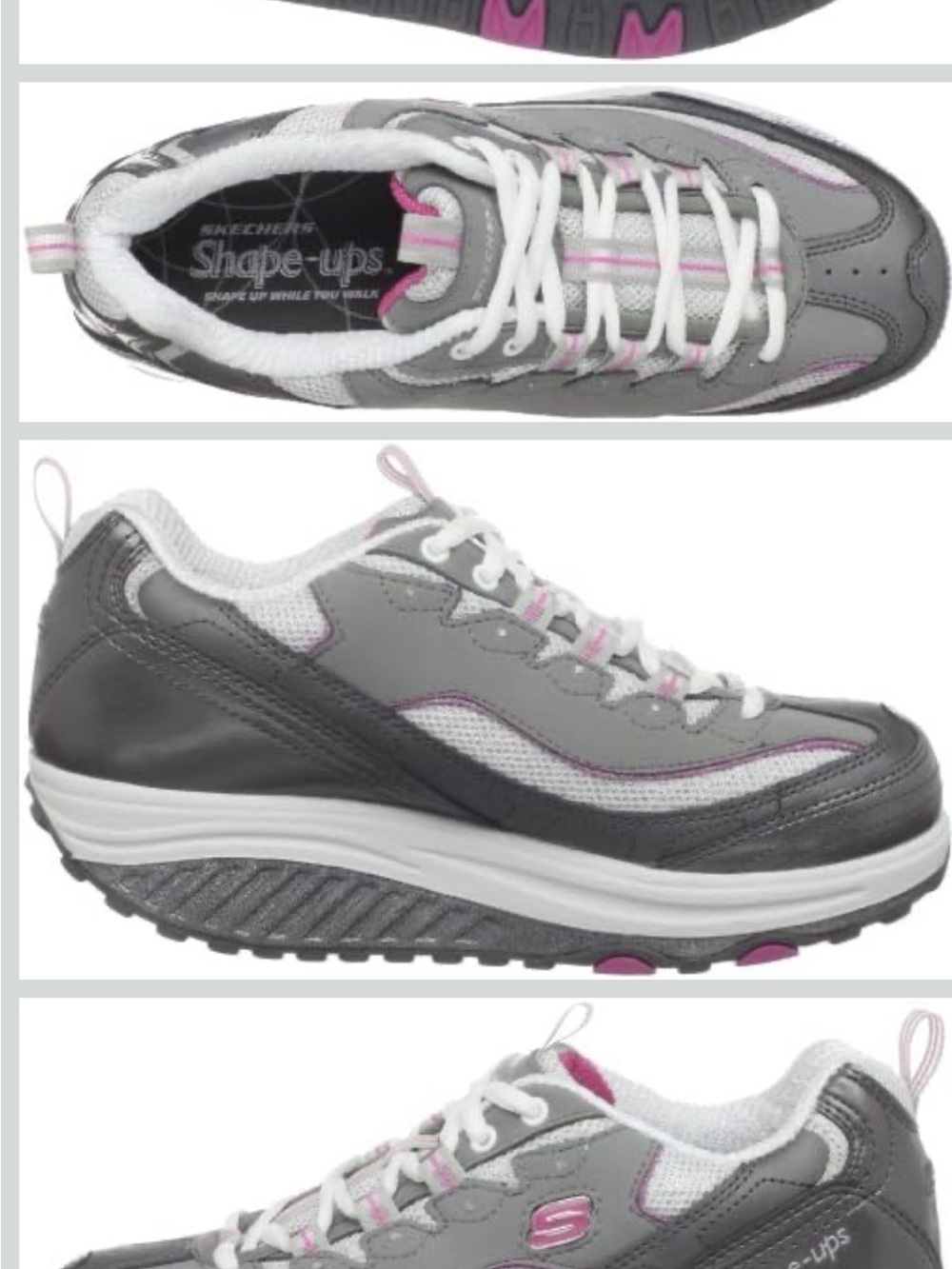 Skechers Shape-Ups Women's Gray with Pink Trim Athletic Sneakers